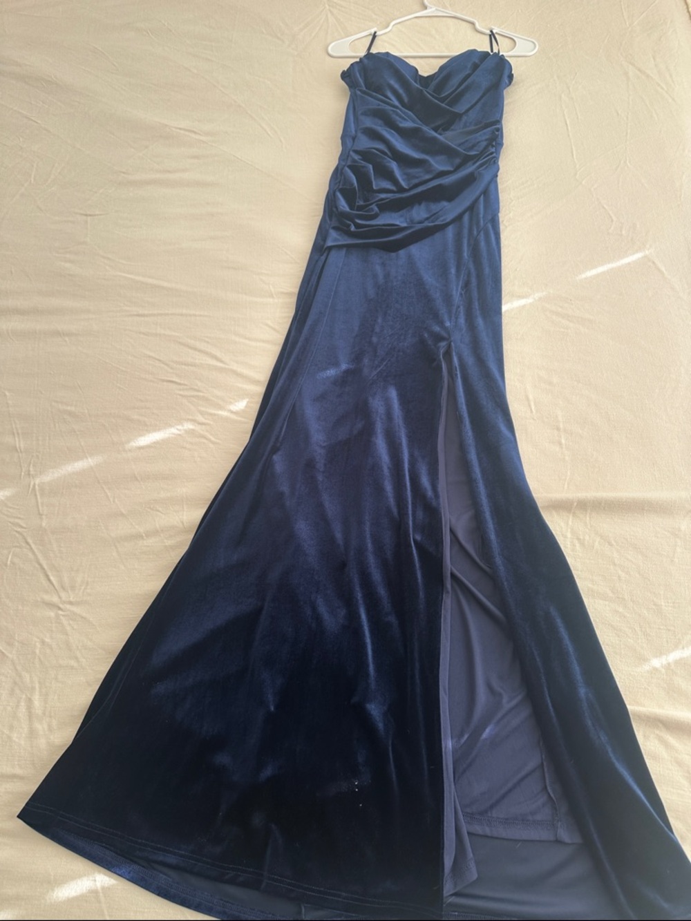 Windsor Navy Blue Velvet Maxi Dress